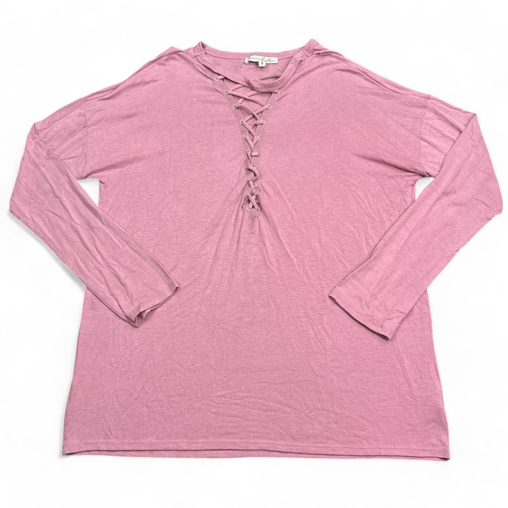 Express One Eleven Cinch Top Womens Size Medium Pink Long Sleeve Stretch Shirt